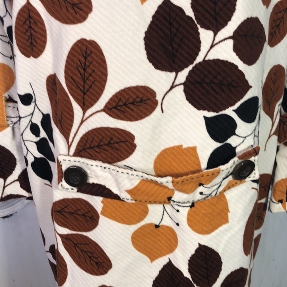 Elevenses 100% Cotton Shell Gorgeous Fall Leave Print Coat / Jacket Size 2 - Picture 8 of 12
